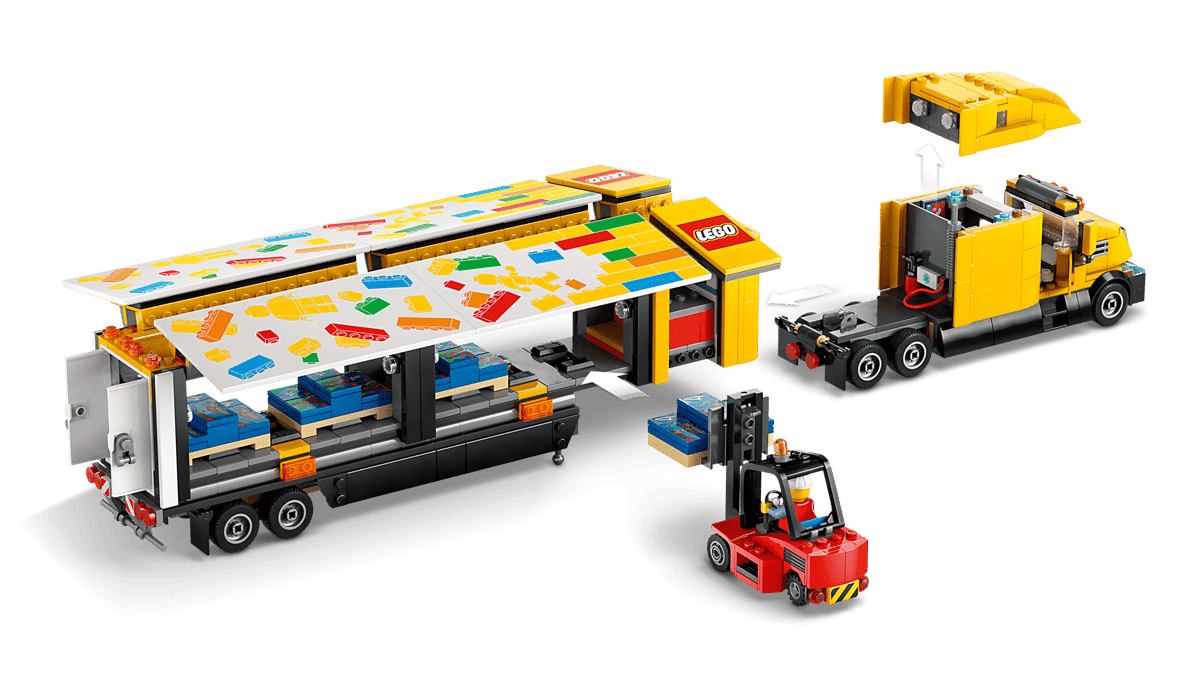 LEGO City Yellow Delivery Truck Toy, Comes with a Semitruck Model, Forklift and 4 Minifigures for Pretend Play, Fun Birthday Gift Idea for Kids' 8 Years Old and Up, 60440
