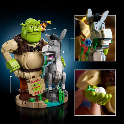 LEGO Shrek: Shrek, Donkey & Puss in Boots - Building Set for Adults, Ages 18+ - Father's Day Gift Idea - Movie Memorabilia for Home Office, Book Shelf Decor - Movie Gift for Women & Men - 72423