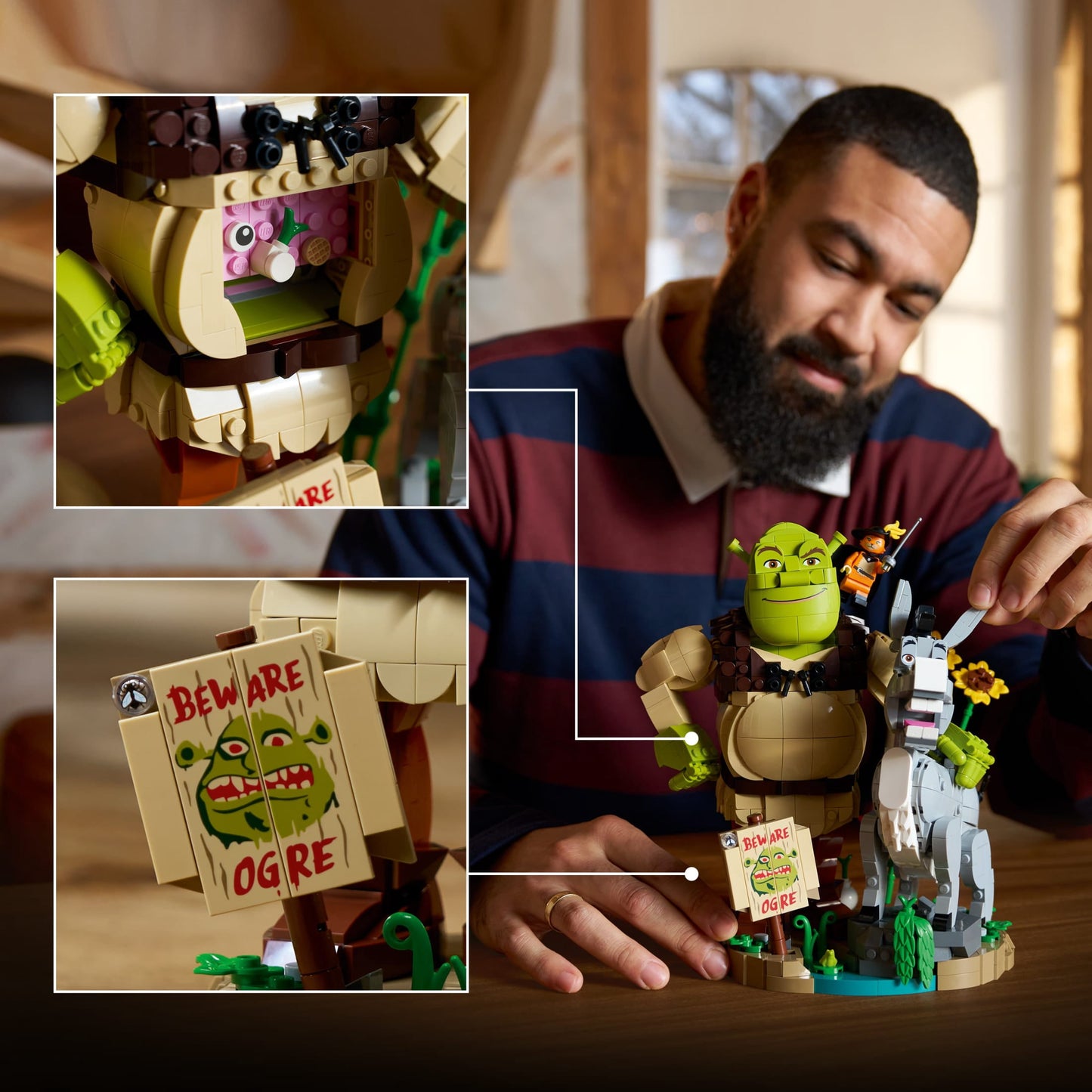 LEGO Shrek: Shrek, Donkey & Puss in Boots - Building Set for Adults, Ages 18+ - Father's Day Gift Idea - Movie Memorabilia for Home Office, Book Shelf Decor - Movie Gift for Women & Men - 72423
