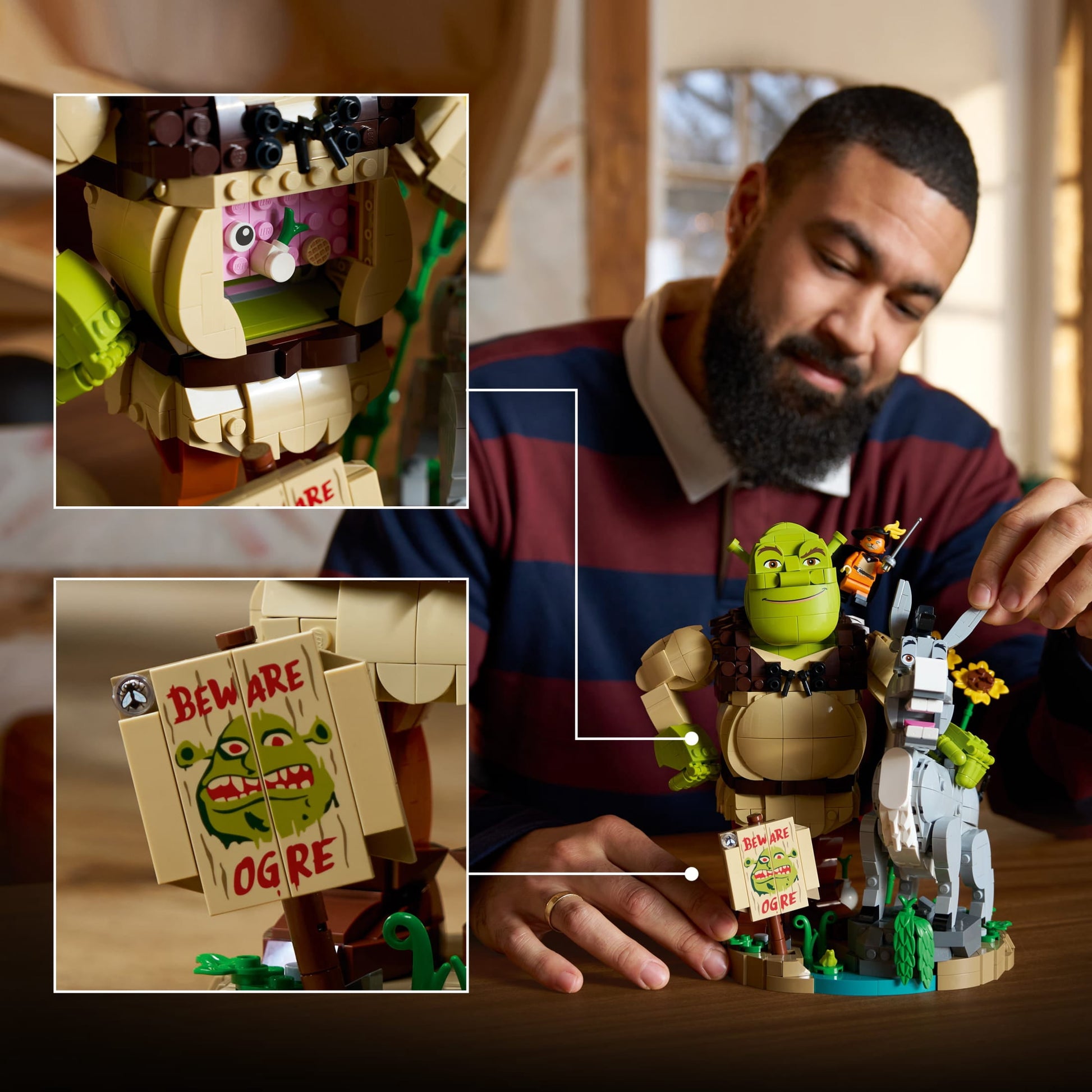 LEGO Shrek: Shrek, Donkey & Puss in Boots - Building Set for Adults, Ages 18+ - Father's Day Gift Idea - Movie Memorabilia for Home Office, Book Shelf Decor - Movie Gift for Women & Men - 72423