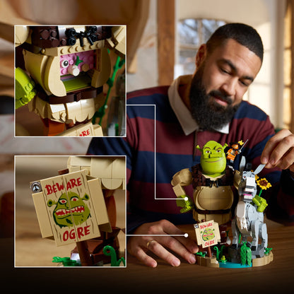 LEGO Shrek: Shrek, Donkey & Puss in Boots - Building Set for Adults, Ages 18+ - Father's Day Gift Idea - Movie Memorabilia for Home Office, Book Shelf Decor - Movie Gift for Women & Men - 72423