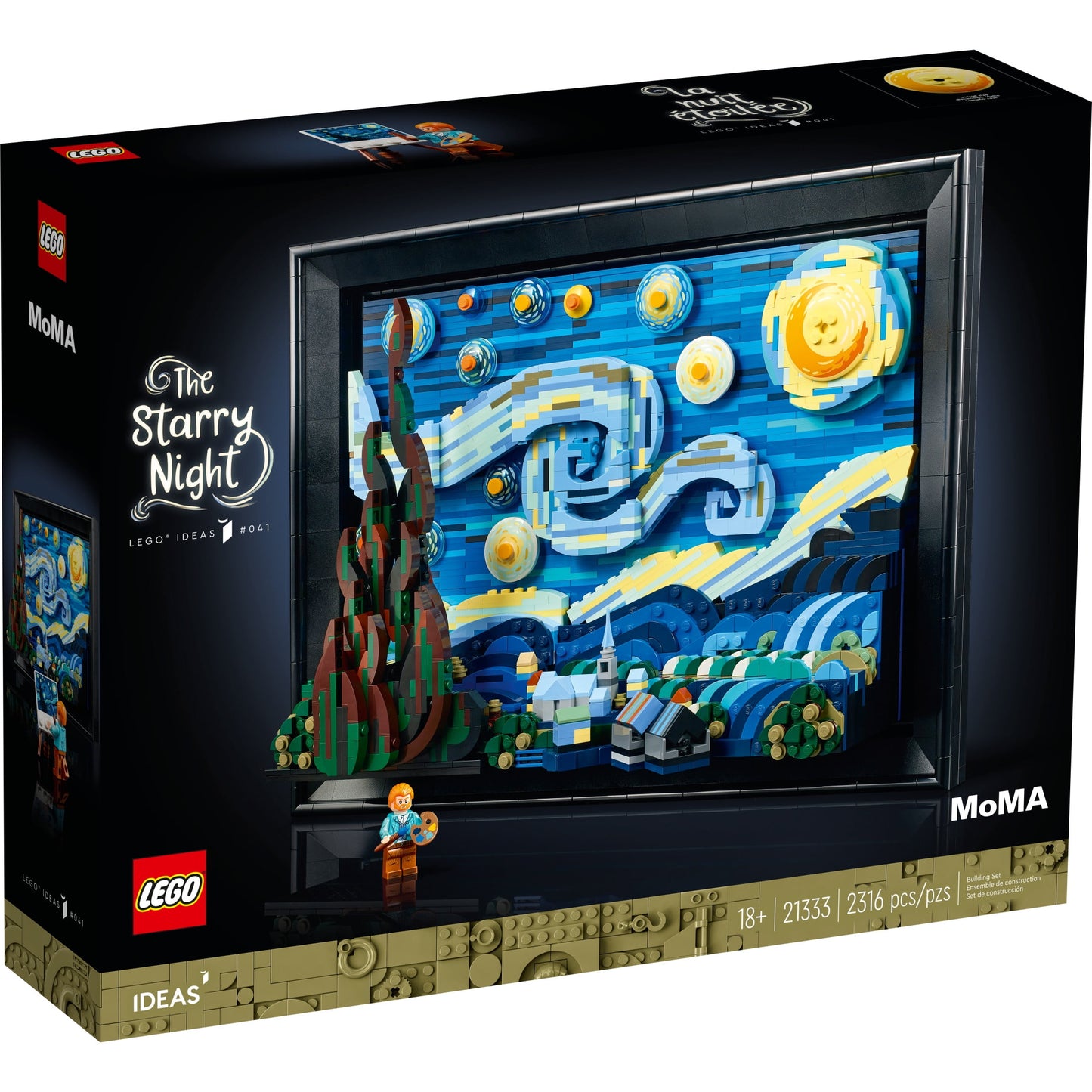 LEGO Ideas Vincent Van Gogh The Starry Night - 3D Puzzle Building Set for Adults, Ages 18+ - Beautifully Detailed Home Wall Art Decor - Unique Gift Idea for Art Fans - 21333