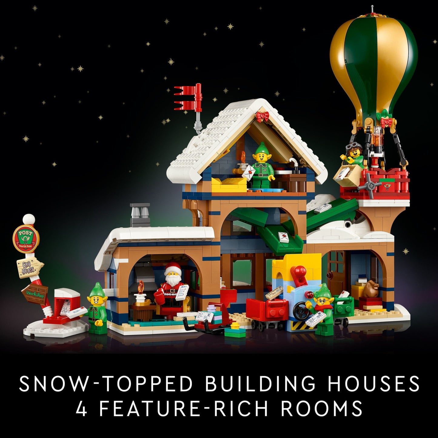 LEGO Icons Santa's Post Office Building Set for Adults - Christmas Village Decoration for Home - Includes Santa Minifigure, 4 Elves Minifigures, & More - Gift for Family- 10339