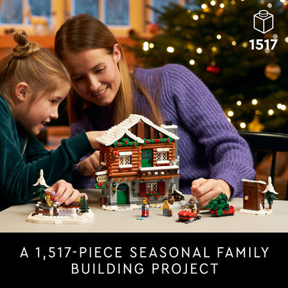 LEGO Icons Alpine Lodge Model Building Set - Collectible DIY Kits for Adults, Ages 18+ - Gift for Holidays - Log Cabin Kit for Winter Activities with Snowmobile and Minifigures - 10325