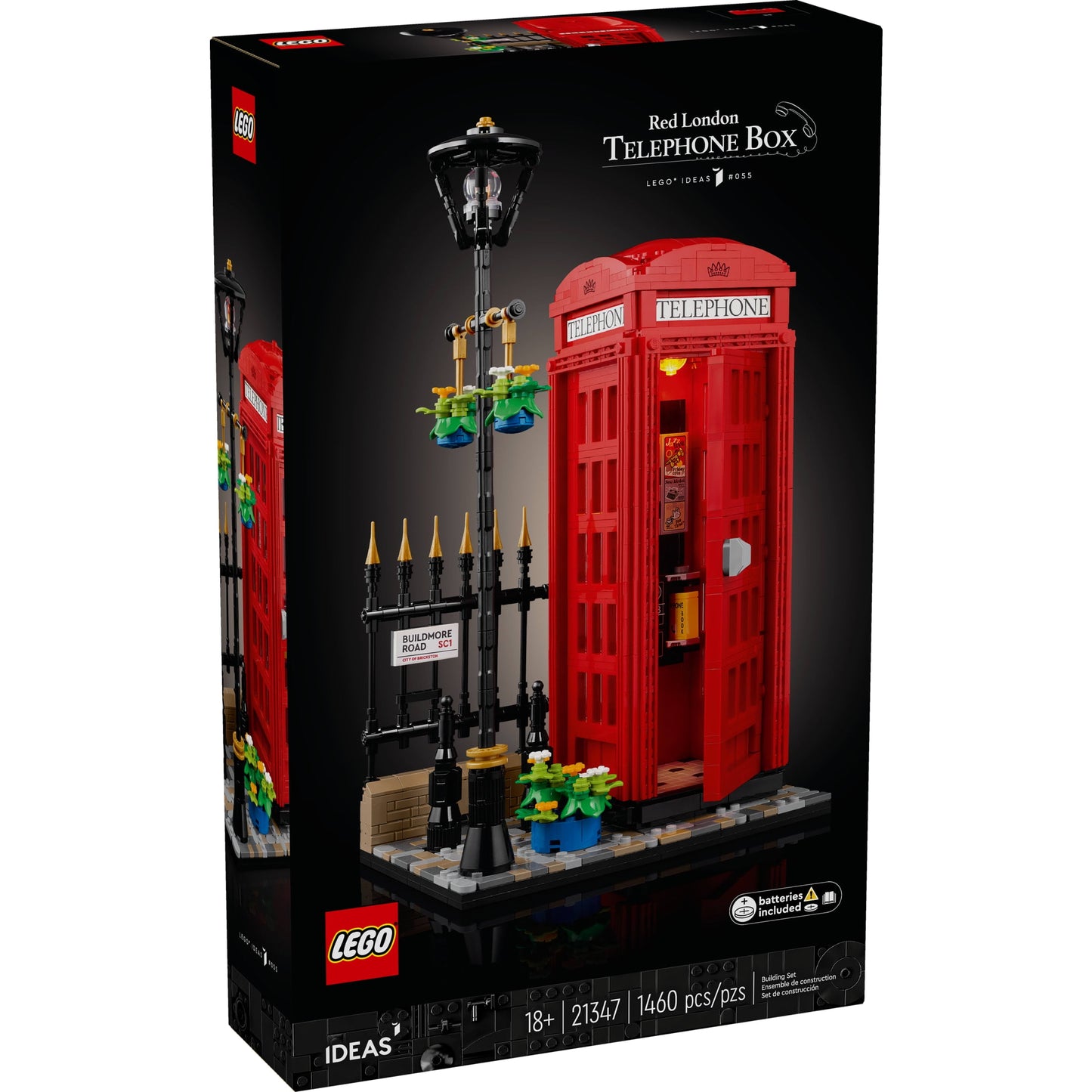 LEGO Ideas Red London Telephone Booth and Cell Phone Holder for Build and Display - London Souvenir Gift for Adults - Home or Office Décor - 21347