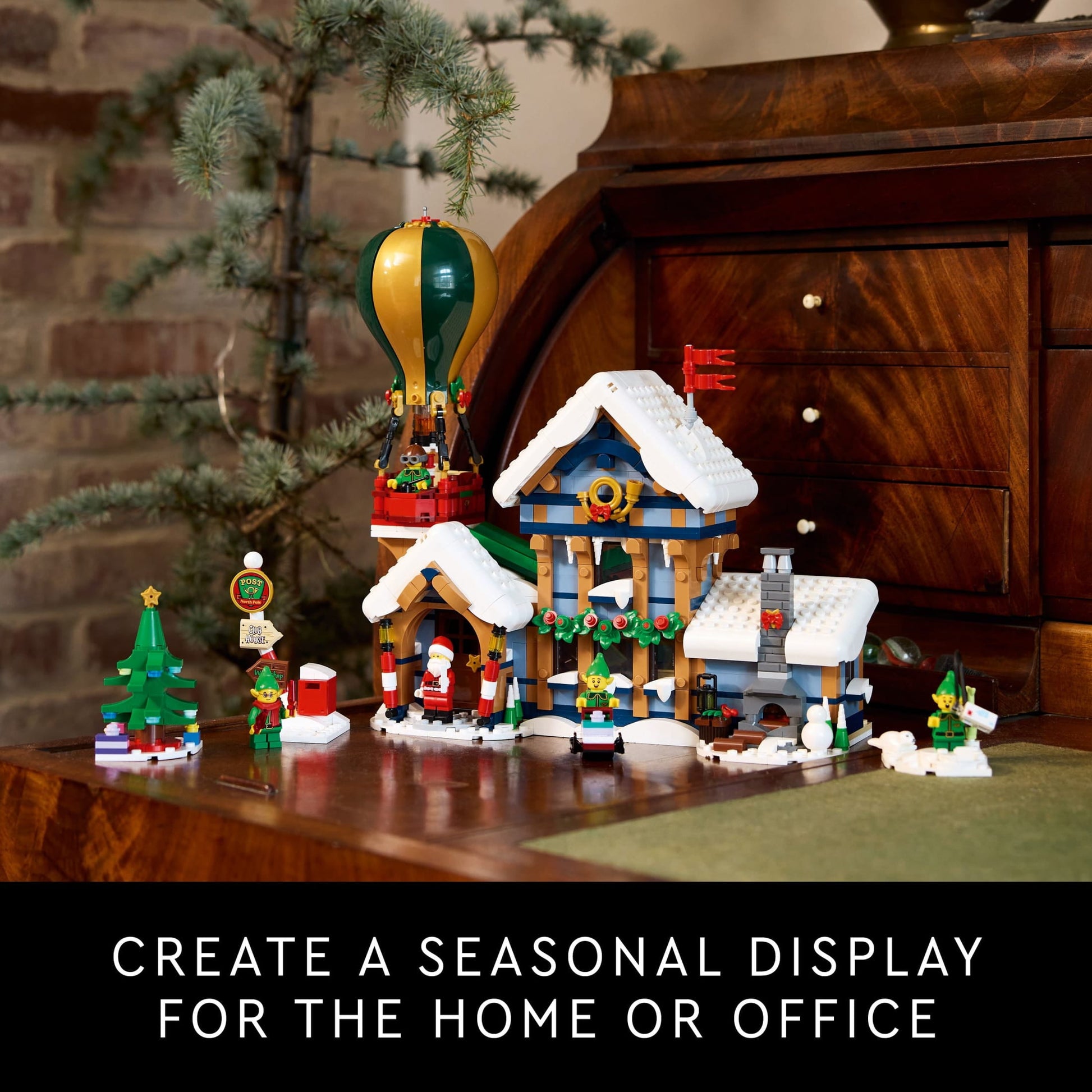 LEGO Icons Santa's Post Office Building Set for Adults - Christmas Village Decoration for Home - Includes Santa Minifigure, 4 Elves Minifigures, & More - Gift for Family- 10339