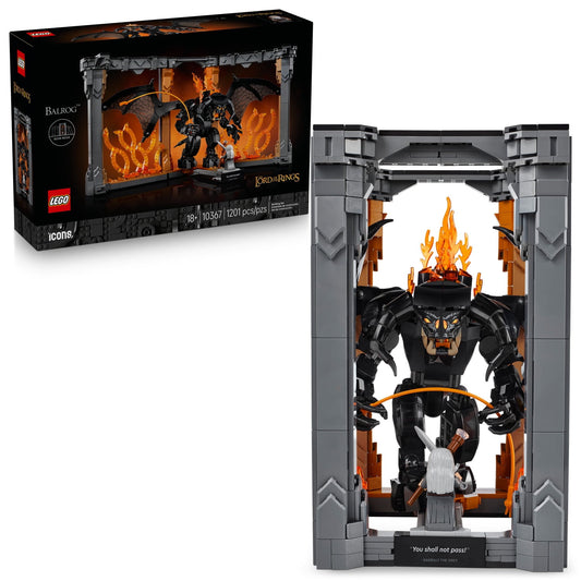 LEGO Icons The Lord of the Rings: Balrog Book Nook Bookshelf Decor Kit for Adults 18+ - DIY Craft Idea for Book Lovers - Home or Room Decor for Movie Fans - Collectible Gandalf Minifigure - 10367