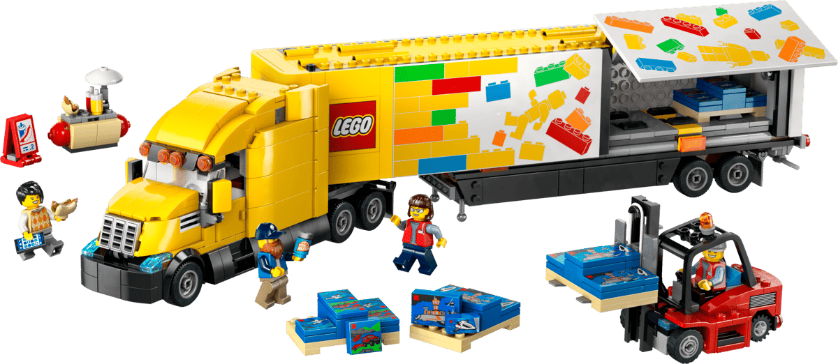 LEGO City Yellow Delivery Truck Toy, Comes with a Semitruck Model, Forklift and 4 Minifigures for Pretend Play, Fun Birthday Gift Idea for Kids' 8 Years Old and Up, 60440