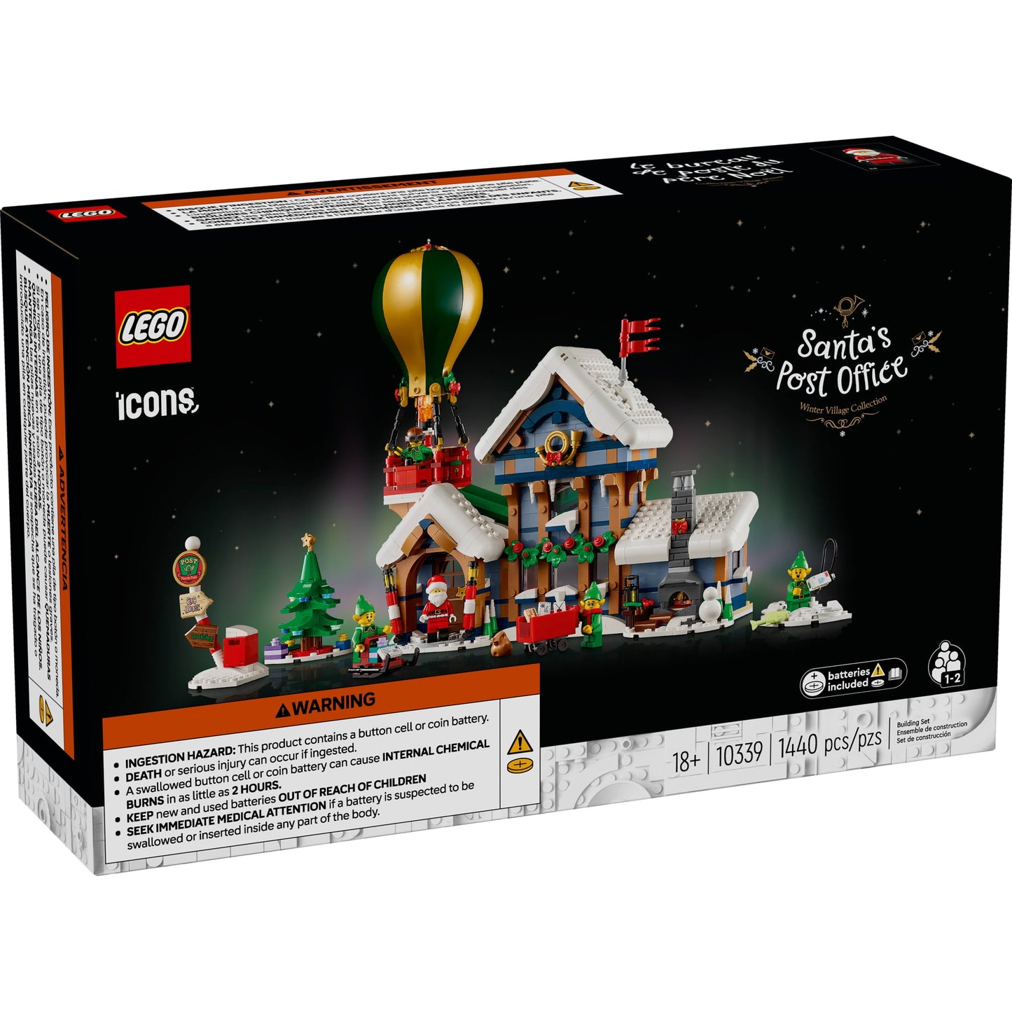 LEGO Icons Santa's Post Office Building Set for Adults - Christmas Village Decoration for Home - Includes Santa Minifigure, 4 Elves Minifigures, & More - Gift for Family- 10339