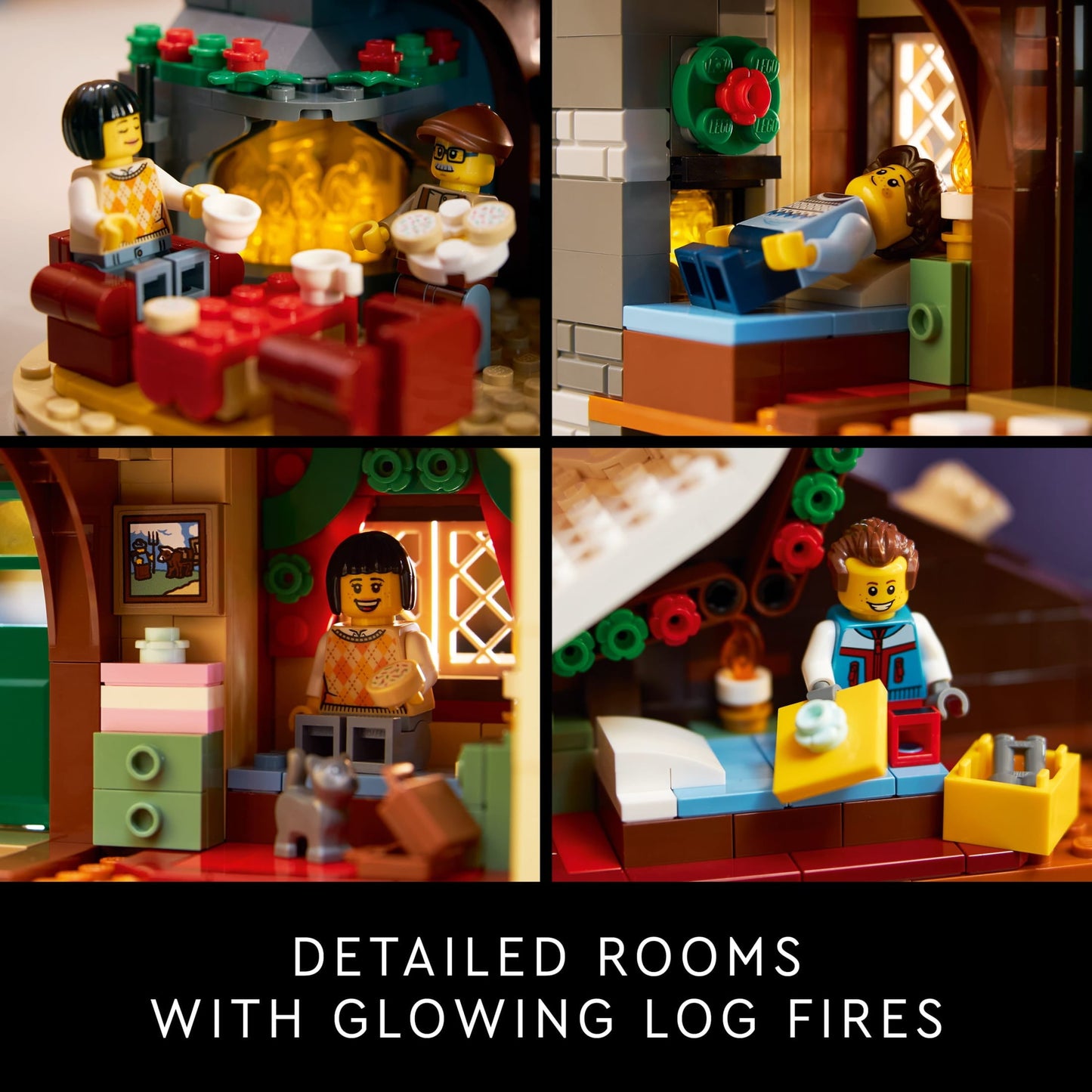 LEGO Icons Alpine Lodge Model Building Set - Collectible DIY Kits for Adults, Ages 18+ - Gift for Holidays - Log Cabin Kit for Winter Activities with Snowmobile and Minifigures - 10325