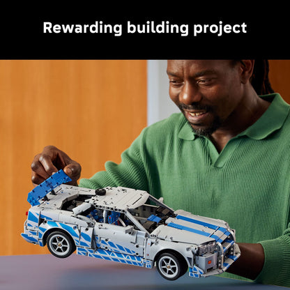 LEGO Technic 2 Fast 2 Furious Nissan Skyline GT-R (R34) Car - DIY Kit & Building Set for Adults - Collectible Model Street Racer with Drift Function - Gift for Car Enthusiasts and Movie Fans - 42210