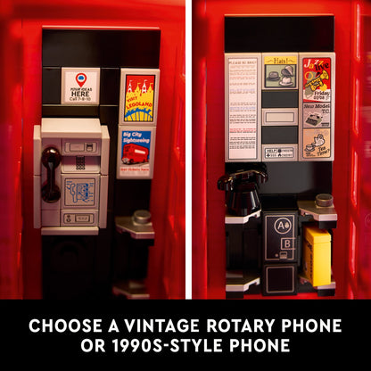 LEGO Ideas Red London Telephone Booth and Cell Phone Holder for Build and Display - London Souvenir Gift for Adults - Home or Office Décor - 21347