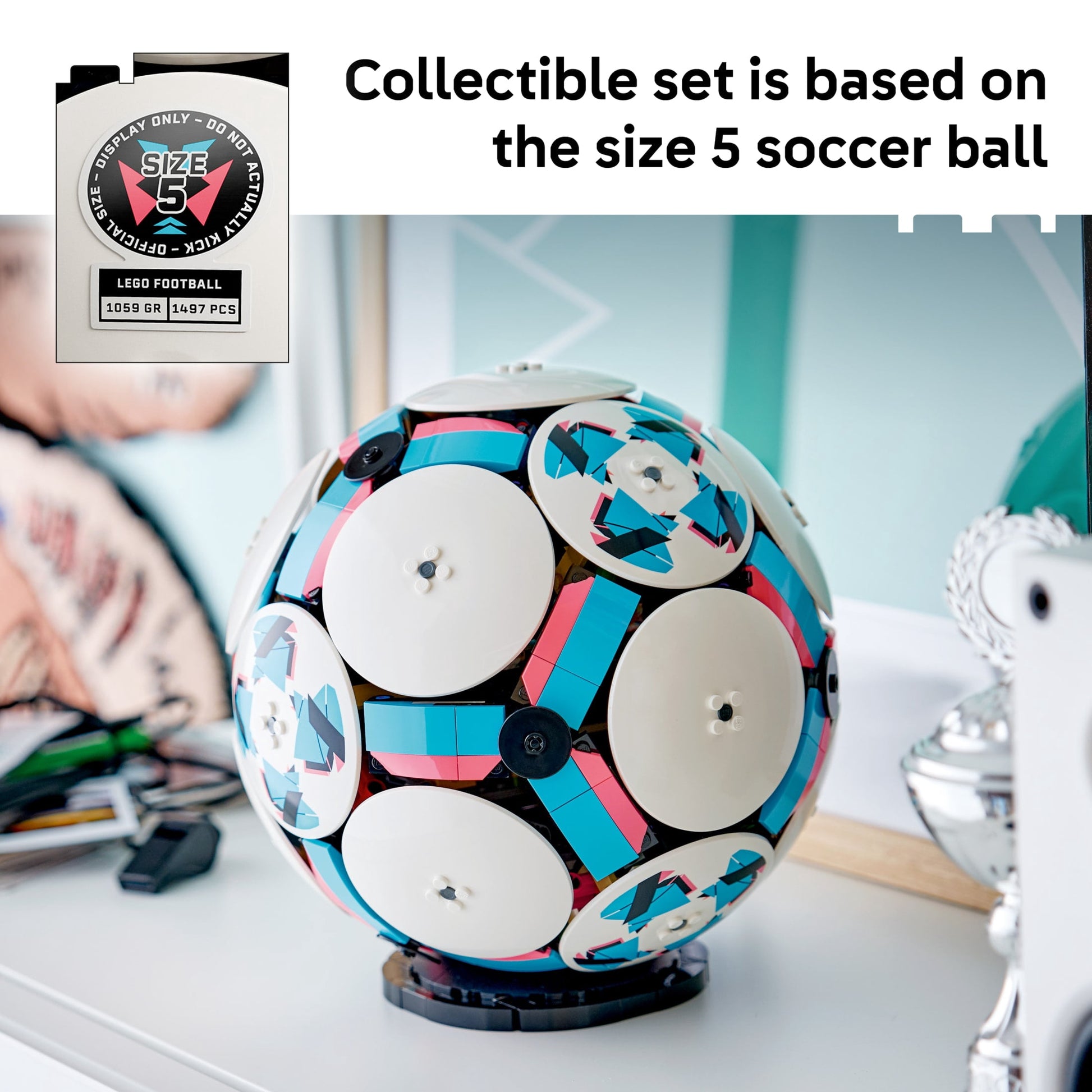 LEGO Editions Soccer Ball - Building Toy for Kids - Collectible Sports Decor for Boys & Girls, Ages 10+ - Includes Micro Stadium - Fathers Day Gift - 43019