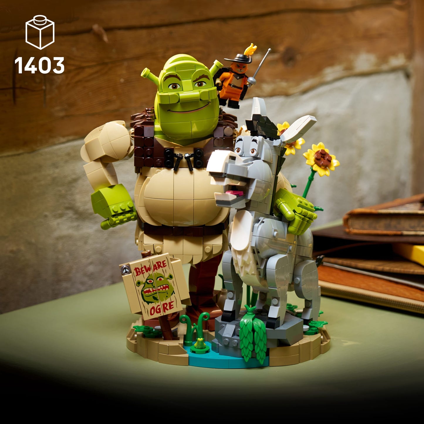 LEGO Shrek: Shrek, Donkey & Puss in Boots - Building Set for Adults, Ages 18+ - Father's Day Gift Idea - Movie Memorabilia for Home Office, Book Shelf Decor - Movie Gift for Women & Men - 72423
