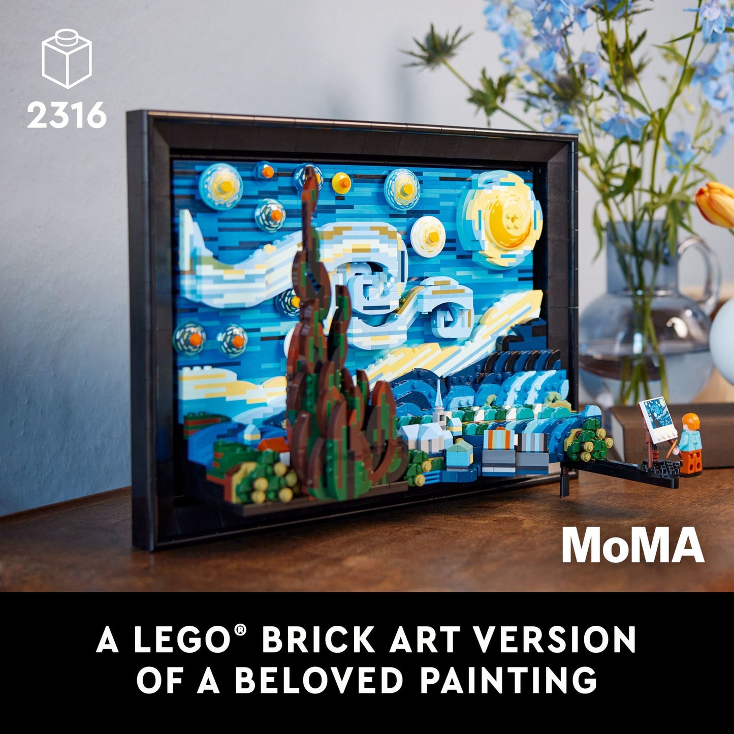 LEGO Ideas Vincent Van Gogh The Starry Night - 3D Puzzle Building Set for Adults, Ages 18+ - Beautifully Detailed Home Wall Art Decor - Unique Gift Idea for Art Fans - 21333